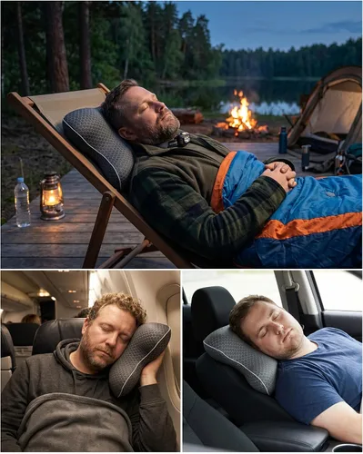 Vista 9 de HSA/FSA Almohada de camping, almohada CPAP de espuma viscoelástica plegable para todos los usuarios de CPAP Almohada de viaje pequeña con funda