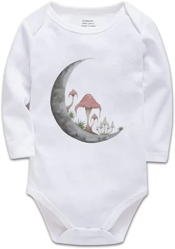 Vista 20 de Mushroom Moon - Body de manga larga para bebé recién nacido de 0 a 24 meses, color blanco Negro-1