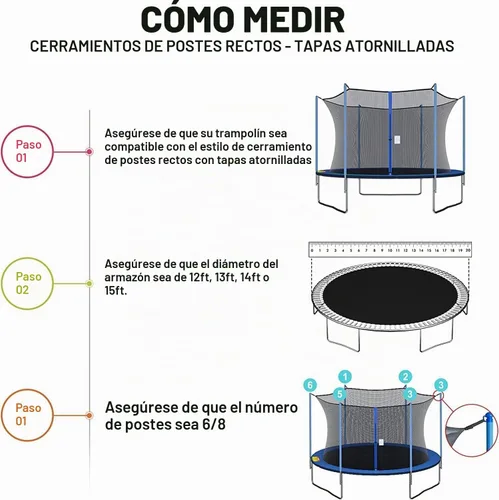 Vista 5 de Cliselda Round Trampoline Replacement Safety Net for 6 Straight Poles UV-Resistant, Breathable, Weather-Resistant, with Adjustable Straps