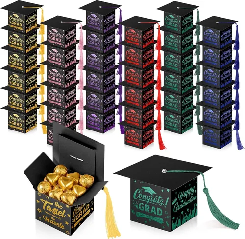 Vista 17 de TaoBary 30 cajas de dulces de graduación 2026, decoraciones de graduación, regalos de fiesta, caja de gorra de graduación con borla para suministros