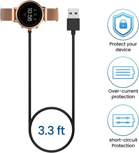 Vista 5 de RuenTech Cargador compatible con Fossil Gen 6 / Gen 5 / Gen 4 / Sport Smartwatch Cargador rápido (negro)