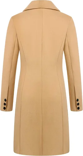 Vista 2 de chouyatou Abrigo de lana para mujer, diseño básico, doble botonadura y solapa