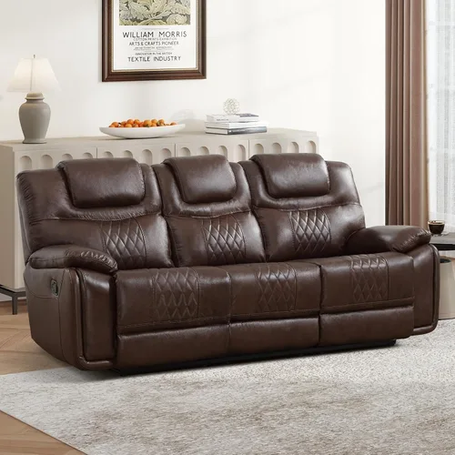 Vista 10 de EBELLO Silla reclinable manual de piel sintética, sofá reclinable con cómodos reposabrazos y respaldo, sofá individual para sala de estar