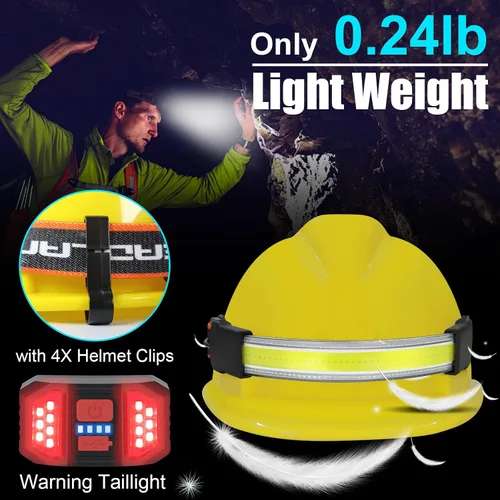 Vista 3 de Linterna frontal recargable, paquete de 3 faros LED brillantes de haz ancho, linterna con luz trasera roja, 1200 lúmenes, ligero, ajustable