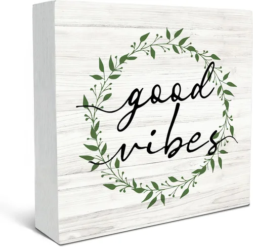 Vista 13 de SRADMO Letrero de madera con diseño floral bohemio, decoración de escritorio, decoración motivacional de oficina, tema inspirador positivo, caja