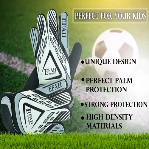 Vista 6 de Guantes de portero de fútbol para niños y jóvenes, guantes de portero de fútbol con palmas de agarre fuerte