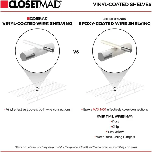 Vista 9 de ClosetMaid ShelfTrack - Sistema organizador de alambre para armario, ajustable de 5 a 8 pies, con estantes, barras de ropa, estante para zapatos