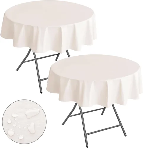Vista 38 de Nasitos Paquete de 2 Manteles de Vinilo Cuadrado 54x54 Pulgadas - Beige, Manteles de Mesa de Cartón Impermeables y Resistente al Aceite, Manteles