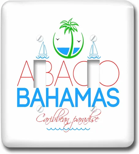 Vista 4 de 3dRose Abaco, Bahamas Caribbean paradise text, decorative images 2 plug outlet cover