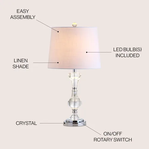 Vista 4 de Eyely EYL2040A Thatcher - Lámpara de mesa LED de cristal de 25 pulgadas para sala de lectura, sala de estar, oficina, dormitorio, transición