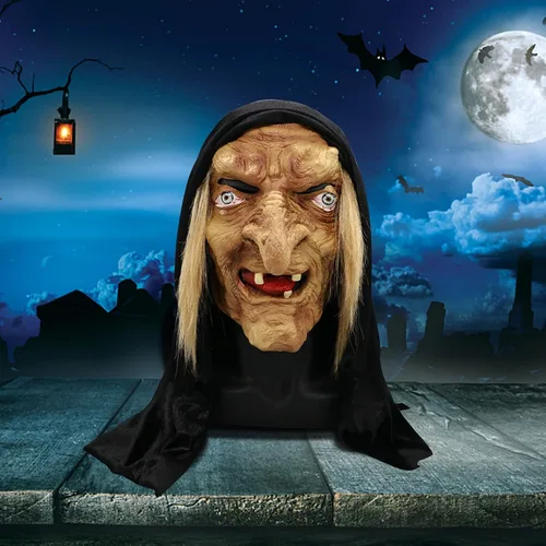 Vista 7 de Máscara de cabeza completa para Halloween máscara de bruja de terror negro talla única