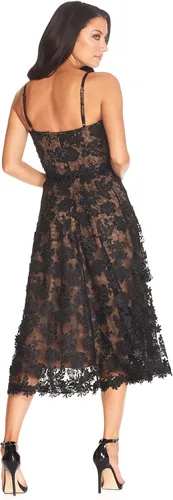 Vista 3 de Dress the Population Women's Tahani Plunge Neckline Fit and Flare Midi Dress