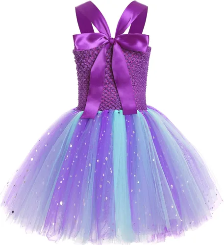 Vista 3 de Koatobbor Girls Mermaid Costume Mermaid Tutu Dress Color Led Light Up for Halloween Birthday Party 3-8Years