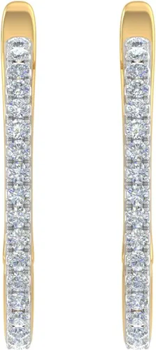 Vista 2 de Aretes de aro de oro de 14 quilates con diamantes (0.40 quilates) - Certificado IGI