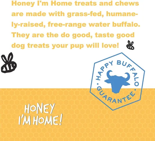 Vista 5 de Honey I'm Home Crunchy Ears and Mega Muncher Buffalo Dog Chews - Paquete variado de 2