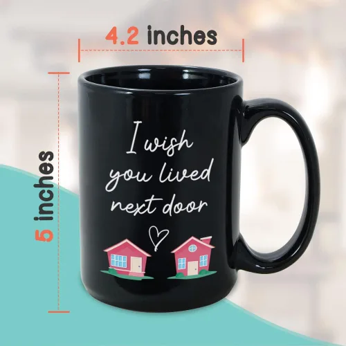 Vista 4 de Taza Bubble Hugs I Wish You Lived Next Door de 15 onzas, regalo ideal para inauguración de la casa para mejores amigos, amigos de larga distancia