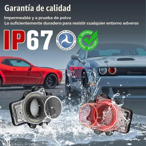 Vista 6 de Bombillas de faro LED LitMiRaCle para Dodge Challenger, ensamblaje de inserciones de aire para faros LED compatibles con Dodge Challenger 2015-2020