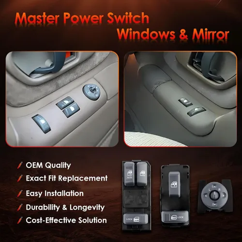 Vista 2 de Interruptor maestro de ventanas con control de espejo del lado del conductor y del pasajero de 2 puertas, compatible con Chevy GMC C1500 C2500 C3500