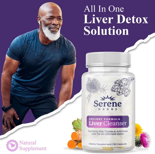 Vista 3 de Serene Herbs Fórmula de desintoxicación y reparación de limpieza del hígado, apoyo hepático Pure Health con cardo mariano, alcachofa y raíz