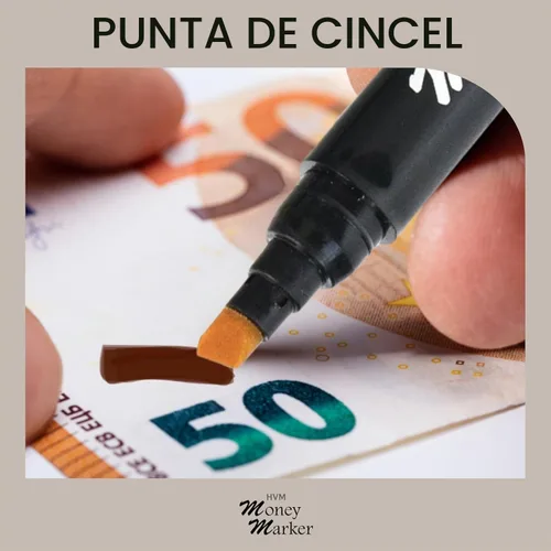 Vista 5 de Marcador para dinero, pluma detectora de billetes falsos con punta mejorada, universal, set de 5 unidades. Marcador de dinero con punta de cincel