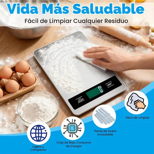Vista 5 de Báscula digital de alimentos de 33 libras, báscula digital de cocina, gramos y onzas para pérdida de peso, hornear, cocinar, Keto y preparación