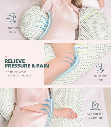 Vista 4 de Oternal Almohada de embarazo para mujeres embarazadas, almohada corporal suave para embarazo, soporte para espalda, vientre, caderas, piernas