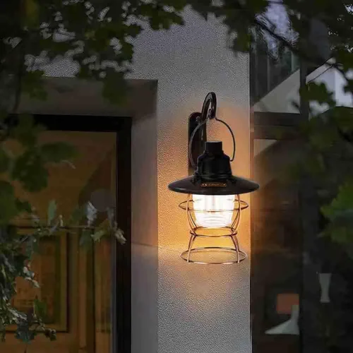 Vista 8 de Linterna LED vintage, linterna de ferrocarril recargable por USB, linterna portátil impermeable para campamento al aire libre, linterna de mesa