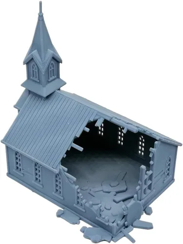 Vista 3 de Outland Models Estructura del paisaje ferroviario dañado Iglesia 1:160 N Escala