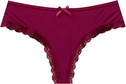 Vista 3 de Justgoo Tangas de encaje para mujer, ropa interior de tiro bajo con espalda en T