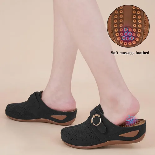 Vista 5 de Alicegana Zuecos casuales de verano para mujer, con soporte de arco, zapatos de cuña cómodos
