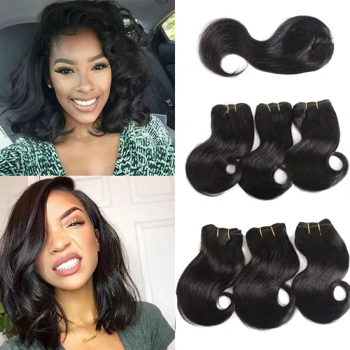 Vista 10 de VIOLET Cabello 8 Pulgadas Brasileño Rizado Profundo Tejido Cabello Corto Humano 6 Paquetes Con Cierre 100% Extensiones de Cabello Humano Sin