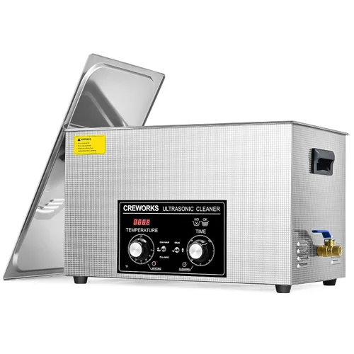 Vista 15 de CREWORKS Limpiador ultrasónico de 2 litros con Degas y modos suaves, máquina de limpieza ultrasónica de acero inoxidable de 60 W con calentador