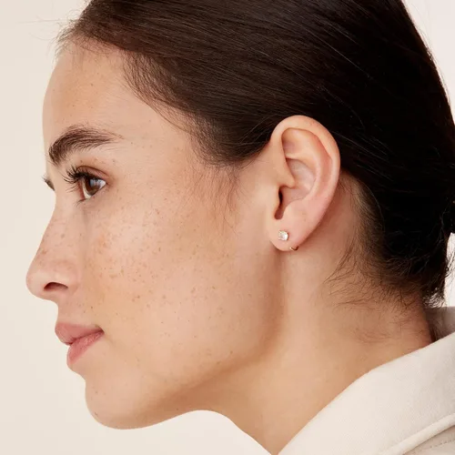 Vista 2 de PAVOI 925 Sterling Silver Huggie Half Hoop Earrings Hypoallergenic Minimalist Tiny Cartilage Earring