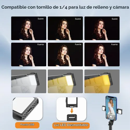 Vista 2 de UTEBIT Trípode de palo selfie de 40 pulgadas con luz, trípode extensible