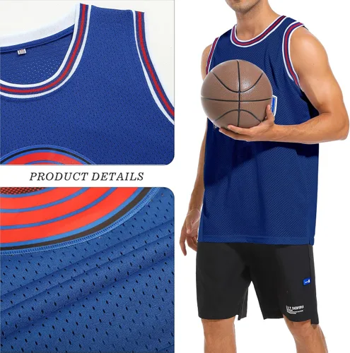 Vista 3 de Camiseta de baloncesto para hombre, camisetas de película espacial de los años 90, Halloween, hip hop, ropa de fiesta, camisas deportivas