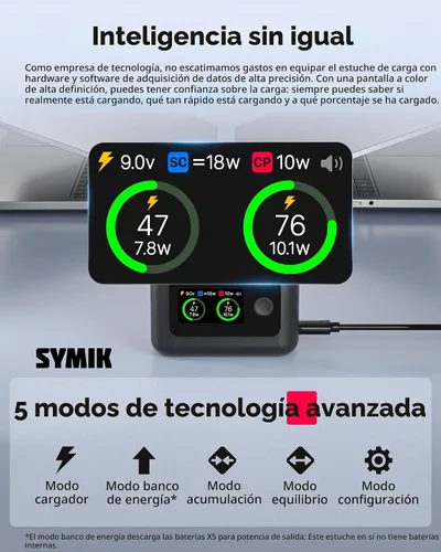 Vista 3 de Cargador de batería Insta 360 X5 para accesorios Insta360 X5, estuche de carga rápida dual de 27W con pantalla LCD, concentrador de carga