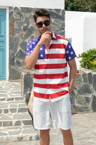 Vista 4 de uideazone Camisas hawaianas divertidas para hombre, diseño gráfico 3D, con botones, manga corta, tropical, vacaciones, playa, Aloha