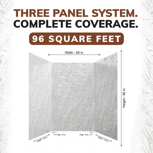 Vista 4 de Versa Tile - Panel de pared de PVC para bañera y ducha, color mármol, 96