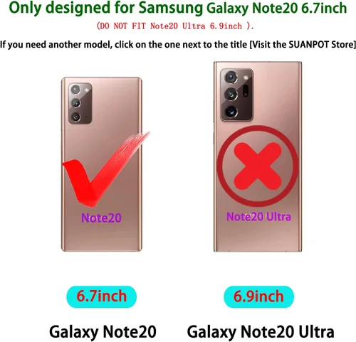 Vista 2 de SUANPOT Funda de piel tipo cartera para Samsung Galaxy Note 20 5G de 6.7 pulgadas con bloqueo RFID, tarjetero para tarjetas de crédito, funda