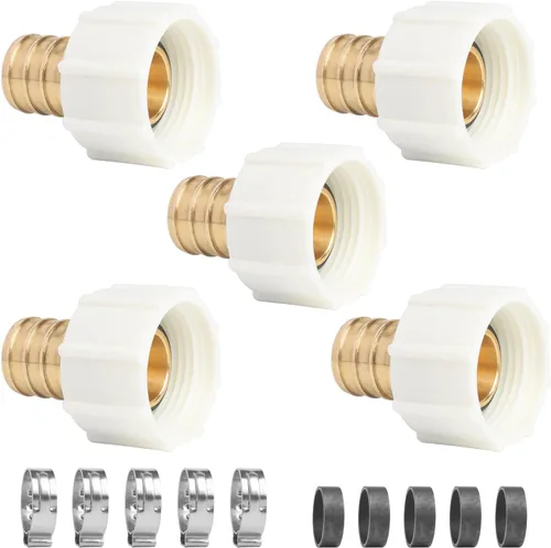 Vista 13 de WiseWater Juego de 4 adaptadores giratorios PEX de 1/2" x 1/2" FNPT para agua potable, accesorios de latón DZR sin plomo con anillos de crimpado