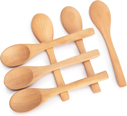 Vista 9 de HANSGO 12 unidades de cucharas de madera pequeñas, cuchara de 5 pulgadas para miel, té, café, mermelada, baño, azúcar, sales, especias, condimentos