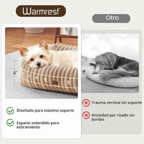 Vista 4 de Cama lavable para perros pequeños y medianos, cama rectangular ortopédica de forro polar de pana para mascotas con funda extraíble y parte inferior