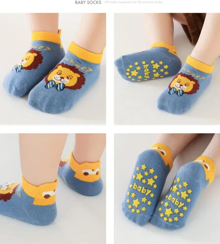 Vista 5 de BEHELE Calcetines antideslizantes para bebés, calcetines antideslizantes para niños y niñas, para recién nacidos, 6 pares