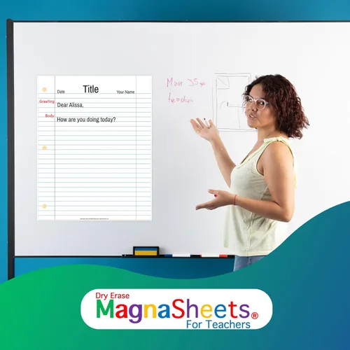 Vista 6 de MAGNASHEETS - Cuaderno magnético de borrado en seco para aulas de 22 x 28 pulgadas, vinilo PET de alta calidad, sin manchas ni fantasmas, incluye