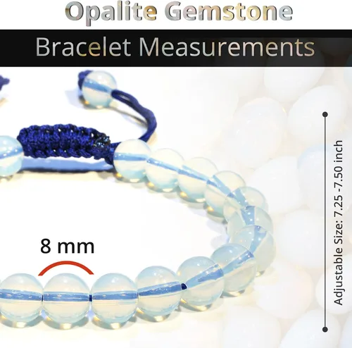Vista 233 de Adjustable Crystal Bracelet – Gemstone Bead Bracelet with Adjustable Macrame String – Chic Gemstone Bracelet for Men and Women – 8mm Round Healing