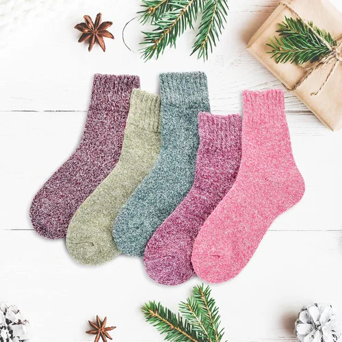 Vista 2 de Clothclose 5 Pairs Wool Socks - Warm Wool Socks For WomenMen Super Soft Crew Socks Boot Socks Thick Knit Cozy Socks