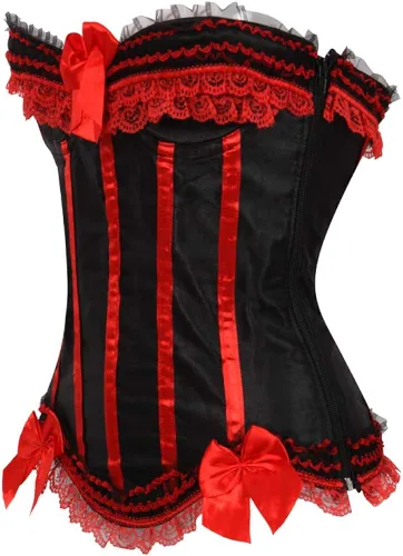 Vista 2 de Zhitunemi Corsés de talla grande para mujer, lencería negra para disfraz de Halloween, Negro
