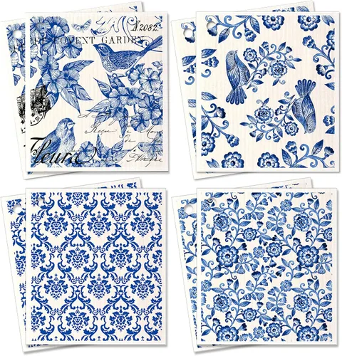 Vista 13 de Miss Adola 6 unidades de paños suecos para cocina - paños reutilizables para lavar platos, toallas de cocina absorbentes, lindas y divertidas, Bohemi