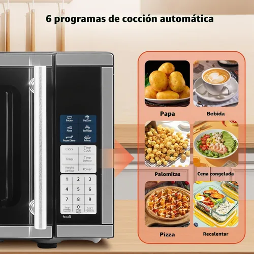 Vista 3 de SMETA Hornos microondas de encimera de 0.7 pies cúbicos, horno microondas compacto de 700 vatios, 10 niveles de potencia con botón giratorio