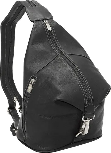 Vista 4 de Piel Leather Eslinga Hobo con tres cremalleras, Negro -, Eslinga Hobo con tres cremalleras